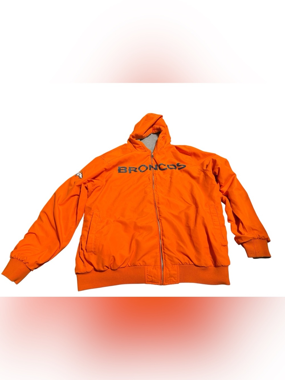 Denver Broncos Orange reversible Zip Up Hoodie jacket men’s size XXL